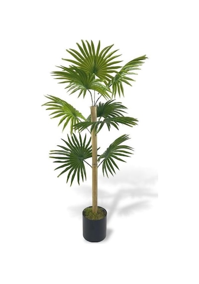 Yapay Ağaç Fanpalm 8yaprak 85 45cm Yelpaze Palmiye Siyah Aleminyum Saksı