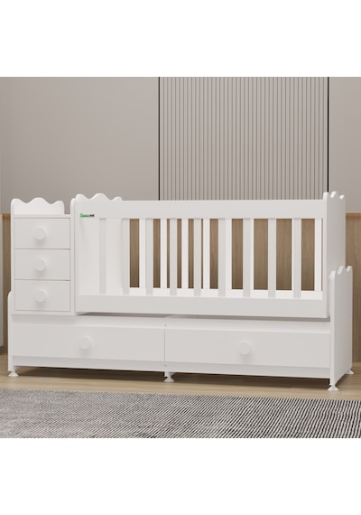 Garaj Home Melina 5 Çekmeceli Büyüyen Mdf Çıtalı Beşik - Beyaz Beyaz Garaj Home Melina 5 Çekmeceli Büyüyen Mdf Çıtalı Beşik - Beyaz Beyaz
