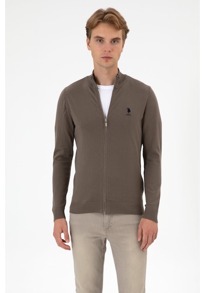 U.S. Polo Assn. Erkek Slim Fit Vizon Triko Hırka 50313684-VR052
