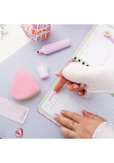 A5 Spiralli Süresiz Renkli Planlayıcı Ajanda Motivasyon Sayfalı Pembe Leopar