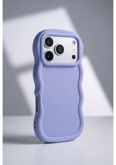 Apple iPhone 17 Pro Uyumlu Dalgalı Tasarım Kamera Korumalı Mat Silikon Kılıf-54175 Mor