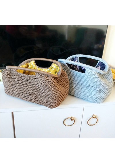 Kemzey Handmade Parlak Tutmalı El Çantaları , El Yapımı Işıltılı Clutch, Örgü El Çantası Camel