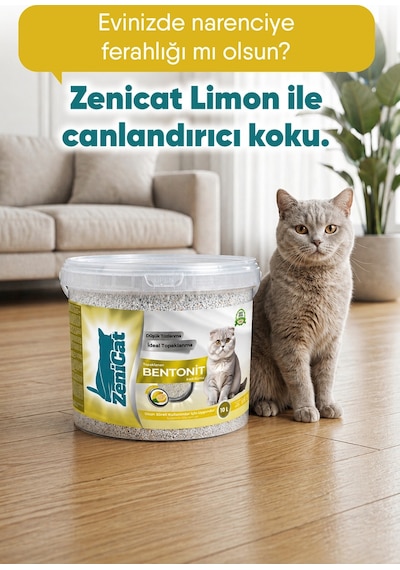 Limon Kokulu Bentonit Kedi Kumu 2x10 Lt İnce Taneli Güçlü Topaklanan Tozsuz Kovalı