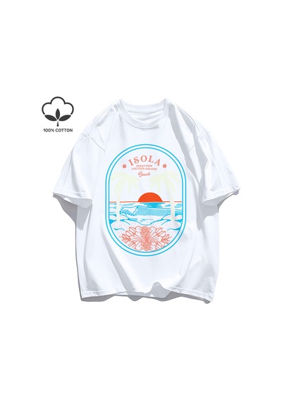 Startmore Y2k Vintage Tişört Tee Okyanus Vibw Başka Bir Paradibe Beyaz