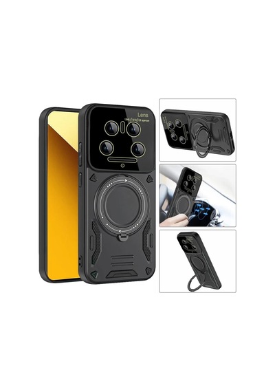Xiaomi Mi 14 Ultra Uyumlu Kılıf Joy Lens Standlı Kapak - Mor