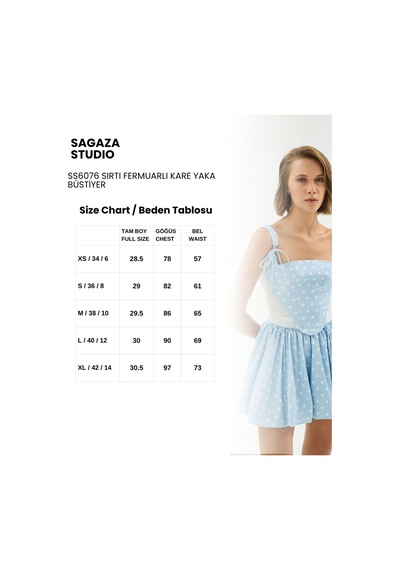 Sagaza Studio Ss6076 İplik Detaylı Arkası Fermuarlı Büstiyer Mavi
