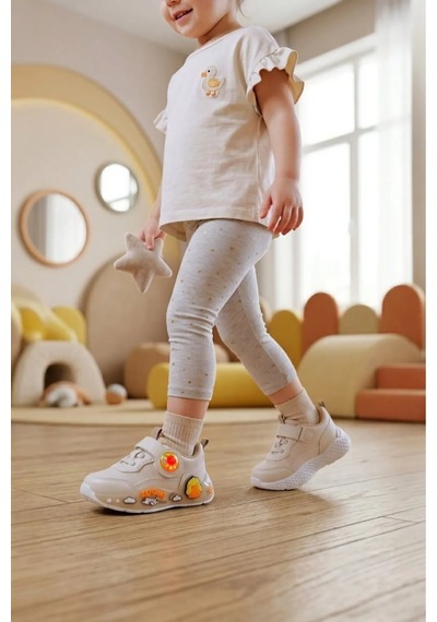 Pepino Ortopedik Taban Unisex Ördek Desenli Bebek Spor Ayakkabı Beyaz