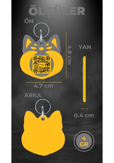 Petjoo 18.Cheems Sarı-Gri Qr'lı Köpek Künyesi
