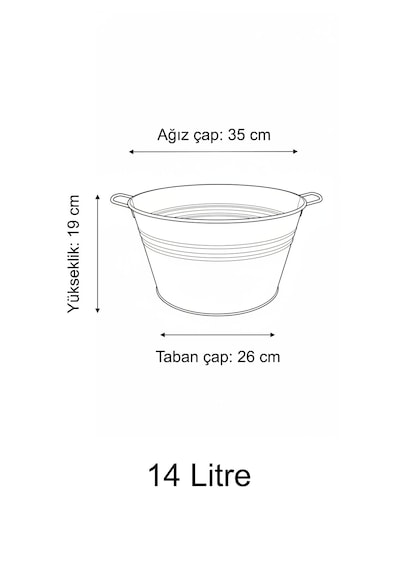 14 Litre Paslanmaz Metal Leğen - Bakır Renk Çok Amaçlı Kova Ve Bahçe/balkon Saksılığı 35 Cm Çap