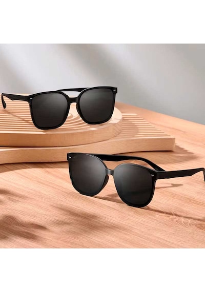 Mijia Square Polarize %95+ Oar Kaplama Uv400 Unisex Güneş Gözlüğü Hd Nylon Lens Siyah Çerçeve Mjtb01lm