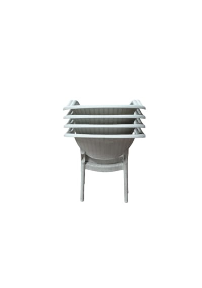 4 Adet Bambu Plastik Rattan Bahçe Balkon Teras Sandalyesi Gizli Metal Profil Ayaklı Kollu Sandalye Beyaz