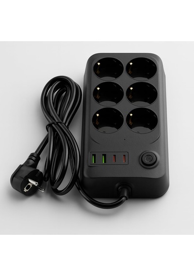 6 Prizli 4 Usb Girişli Akım Korumalı Topraklı Golyat Grup Şarj Fiş Priz 2 Metre Uzatma Kablosu