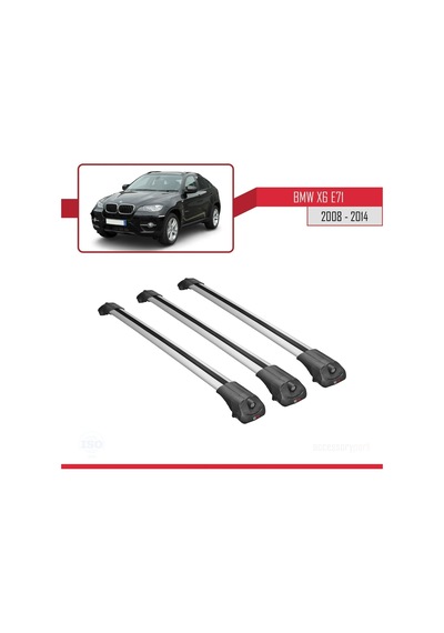 Bmw X6 E71 2008-2014 Arası İle Uyumlu Ace-1 Ara Atkı Tavan Barı Gri 3 Adet Bar