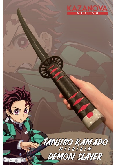 Kazanova Design Tanjiro Kamado Nichirin Katlanabilir Katana Figür 98 Cm Demon Slayer Anime Cosplay