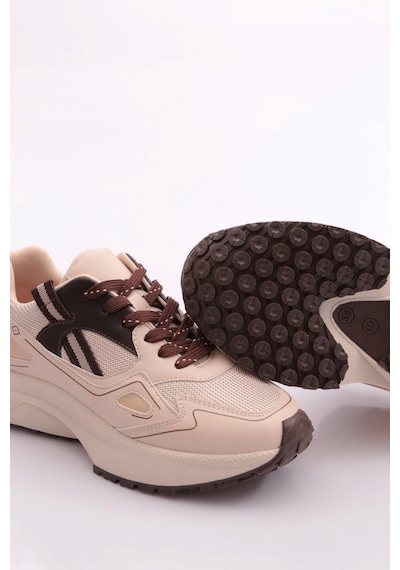 Dgn 83191 Kadin Sneaker Ayakkabi Bej Kahve
