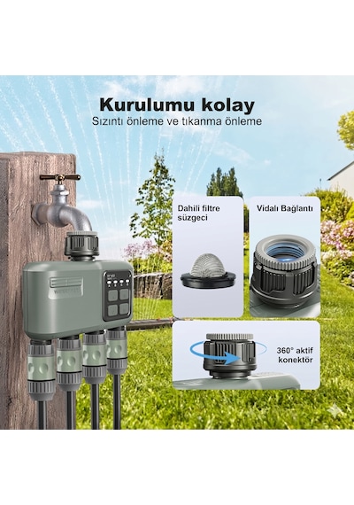 4 Çıkışlı Akıllı Rf Ve Wi-fi Kontrollü Kablosuz Bahçe Sulama Zamanlayıcısı