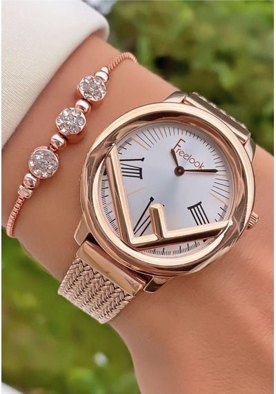 Freelook Mrd11458 Rose Gold Çelik Kordon Kadın Kol Saati Bileklik Hediyeli