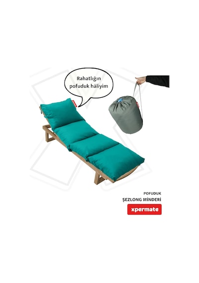 Tr Pofuduk Şezlong Minderi 60x180x12cm Çantalı Şezlong Yatağı Su İtici Uv Dayanımlı Turkuaz Genel