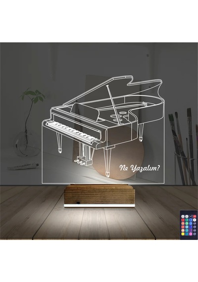 Luvivia Piyano Müzik Piyanist Kişiye Özel 3d Lamba - Masa Gece Lambası V1 Şeffaf