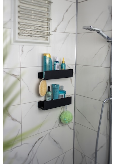 Yüksek Kaliteli Paslanmaz Banyo Düzenleyici Şampuanlık Duş Rafı - 2'li Set Siyah