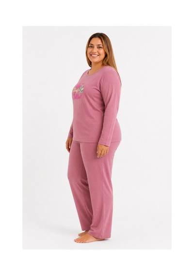 Sleeproom Büyük Beden Kadın Mevsimlik Great Things Desen Pembe Pijama Takımı