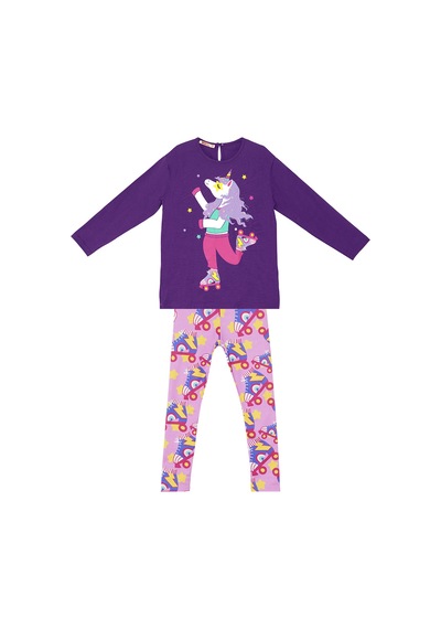 Denokids Mshb&g Patenli Unicorn Kız Çocuk Tunik Tayt Takım Çok Renkli