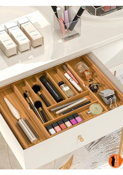 Bambu Ayarlanabilir Çekmece İçi Ölçü Ayarlı Kaşıklık 5-7 Bölmeli, Organizer