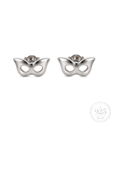 Servi 925 Ayar Gümüş Minimal Maskeli Balo Küpe-492