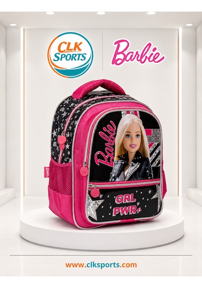 Barbie Okul Çantası , Kalem Kutusu , Lisanslı Çelik Matara Pembe