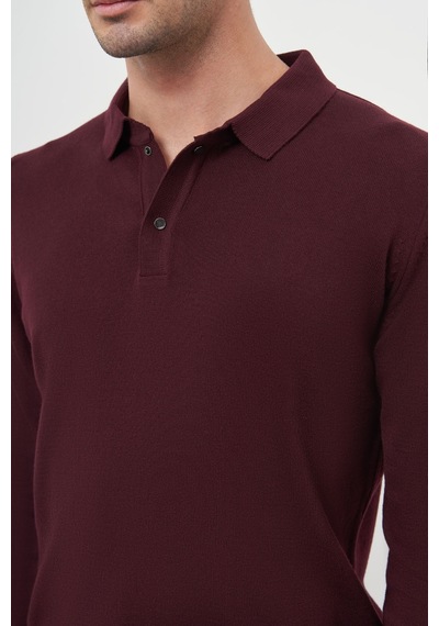 Morven Erkek Bordo Basic Polo Yaka Dynamic Fit Rahat Kesim Triko 27kc017002750 Bordo