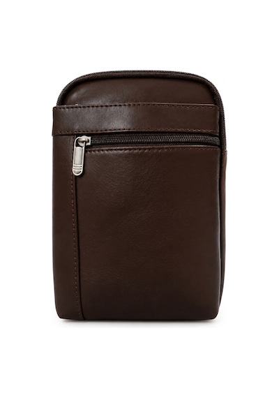 Levano Leather Hakiki İtalyan Dana Derisi Erkek Çapraz Askılı Omuz Çantası 22x16 Cm Fermuarlı Deri Postacı Çanta Koyu Kahverengi