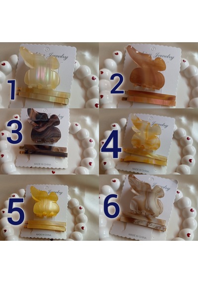 3lü Set Kemik Kıstırmalı Toka Çok Renkli