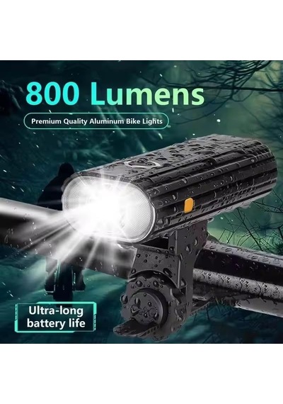 800 Lümen 3xt6 Led Type-c İle Şarj Edilebilir Bisiklet Farı Çok Renkli