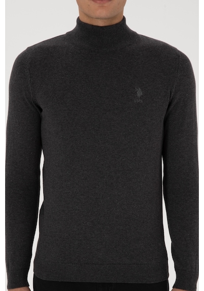 U.S. Polo Assn. Erkek Slim Fit Yarım Boğazlı Antrasit Melanj Basic Kazak 50307783-VR081 U.S. Polo Assn. Erkek Slim Fit Yarım Boğazlı Antrasit Melanj Basic Kazak 50307783-VR081