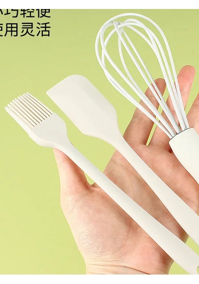 3'lü Silikon Pasta Tatlı Yapma Seti Çırpıcı- Fırça-spatula