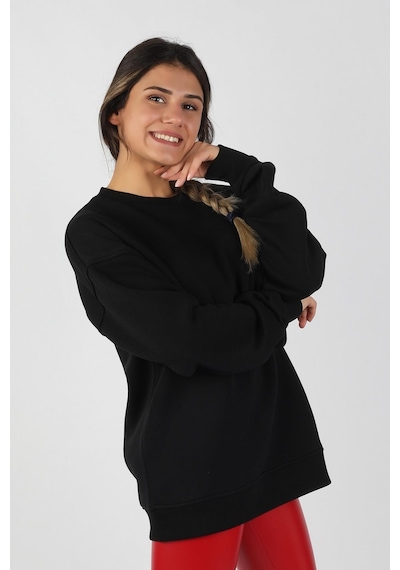 Kadın Sıfır Yaka Baskılı Sweatshirt 001