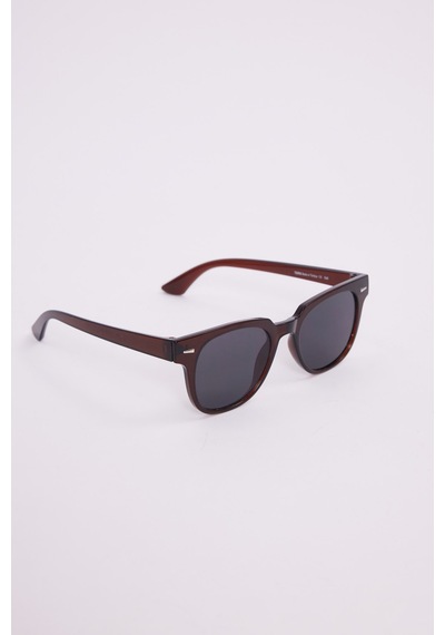 Unisex Oval Kahverengi Çerçeve Uv 400 Korumalı Siyah Cam Güneş Gözlüğü-51238 Çok Renkli