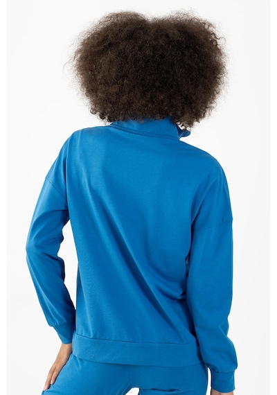 Maraton Sportswear Comfort Kadın Dik Yaka Düşük Kol Basic Saks Tracktop 22178-saks Saks Mavi