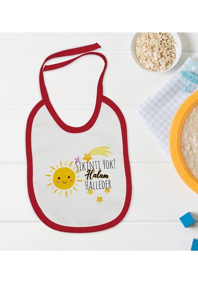 BK Kids Sıkıntı Yok Halam Halleder Tasarımlı Kırmızı Bebek Mama Ö Kırmızı