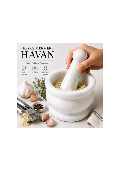 Gca Şef Serisi Mermer Havan Ve Tokmak Sarımsak & Baharat Ezici Beyaz - 886704890