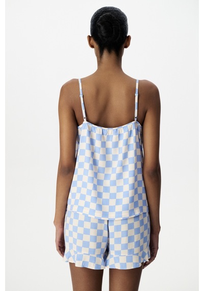 Penti Mavi Blue Gingham Şortlu Pijama Takımı