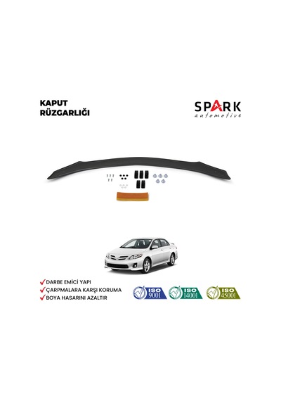 Toyata Corolla 2008-2013 Yıl Aralığı Uyumlu Kaput Rüzgarlığı 4mm Siyah