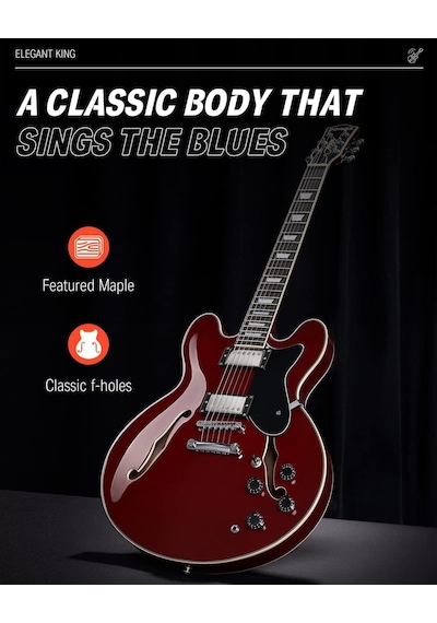 Donner Djp-1000 Semi-hollow Elektro Gitar Kırmızı