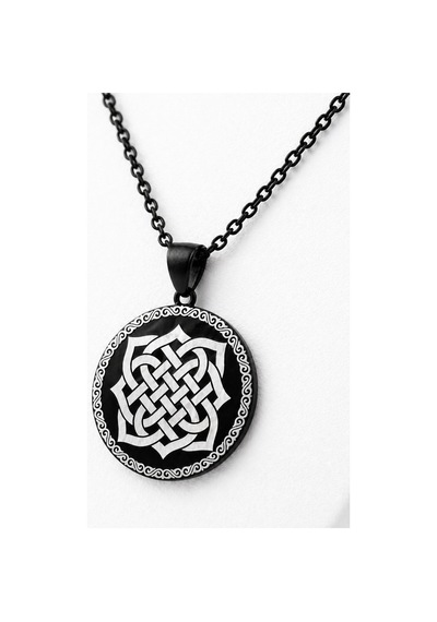 Erkek Kadın Siyah Çelik Çift Taraflı Dualı Kolye Ayetel Kürsi İşlemeli Yuvarlak Madalyon Kolye Manevi Koruma Takı
