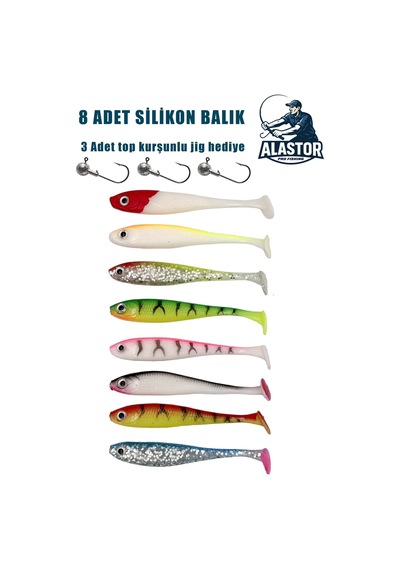 Silikon Balık Set 3 Adet İğneli Jig Hediyeli Suni Balık Yemi