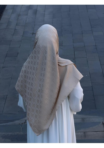 Qalortex Scarf Premium Jakarlı Mira B.boy Eşarp - Taş