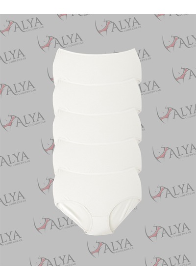Alya Underwear Kadın Büyük Beden Külot Battal Full Brief, Yüksek Bel 5xl, 6xl, 7xl 5 Farklı Renk 1 Pakette Beyaz