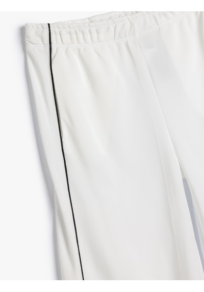 Koton Basic Bol Paça Pantolon Beli Lastikli Şerit Detaylı Beyaz 5wkg40171ak Beyaz