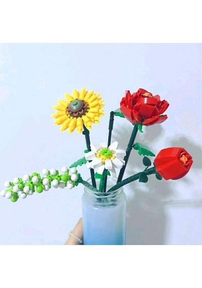 Loz 1659 Ebedi Çiçek Bitki Bitki Ayçiçeği Gül Safran Hypericum 3d Modeli Mini Bloklar Tuğla Yapı Oyuncak Çocuklar İçin Hiçbir Kutu