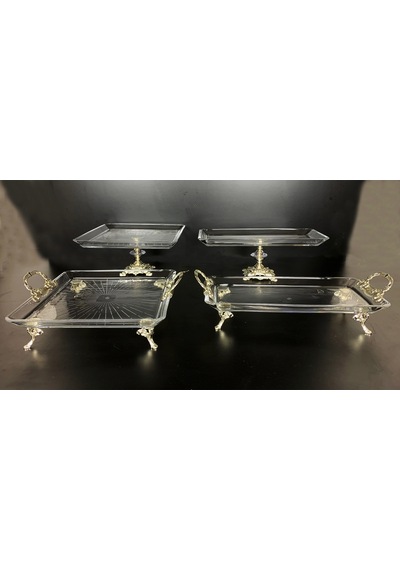 Elta Collection 4 Parça Gümüş Metal Ayaklı Sunum Seti Gümüş